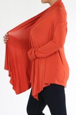 Women's Plus Size Casual Drape Open Front Cardigan Long Sleeve Made in USA - Image 2