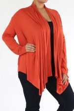 Women's Plus Size Casual Drape Open Front Cardigan Long Sleeve Made in USA - Image 3